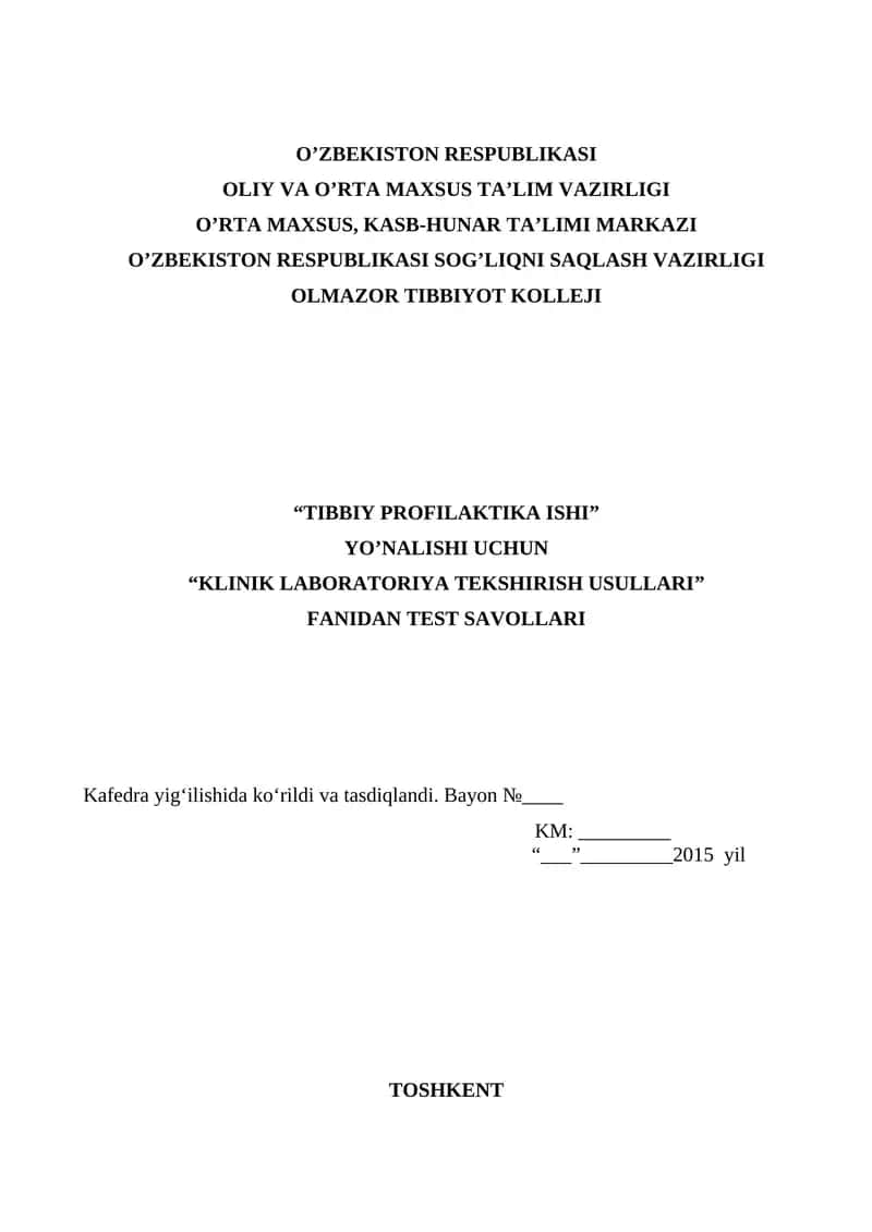KLINIK LABORATORIYA TEKSHIRISH USULLARI 1