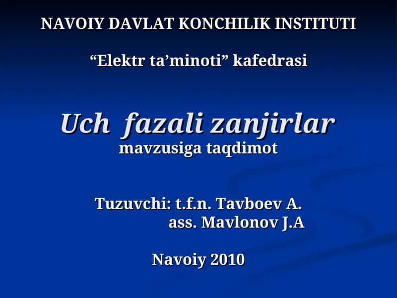Uch fazali zanjirlar 1