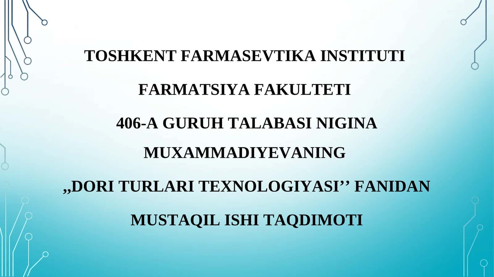 DORI TURLARI TEXNOLOGIYASI 1