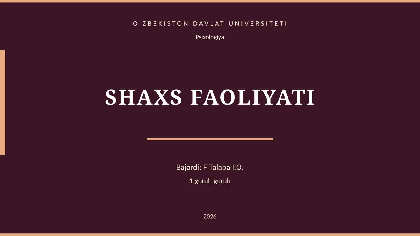 SHAXS FAOLIYATI 1