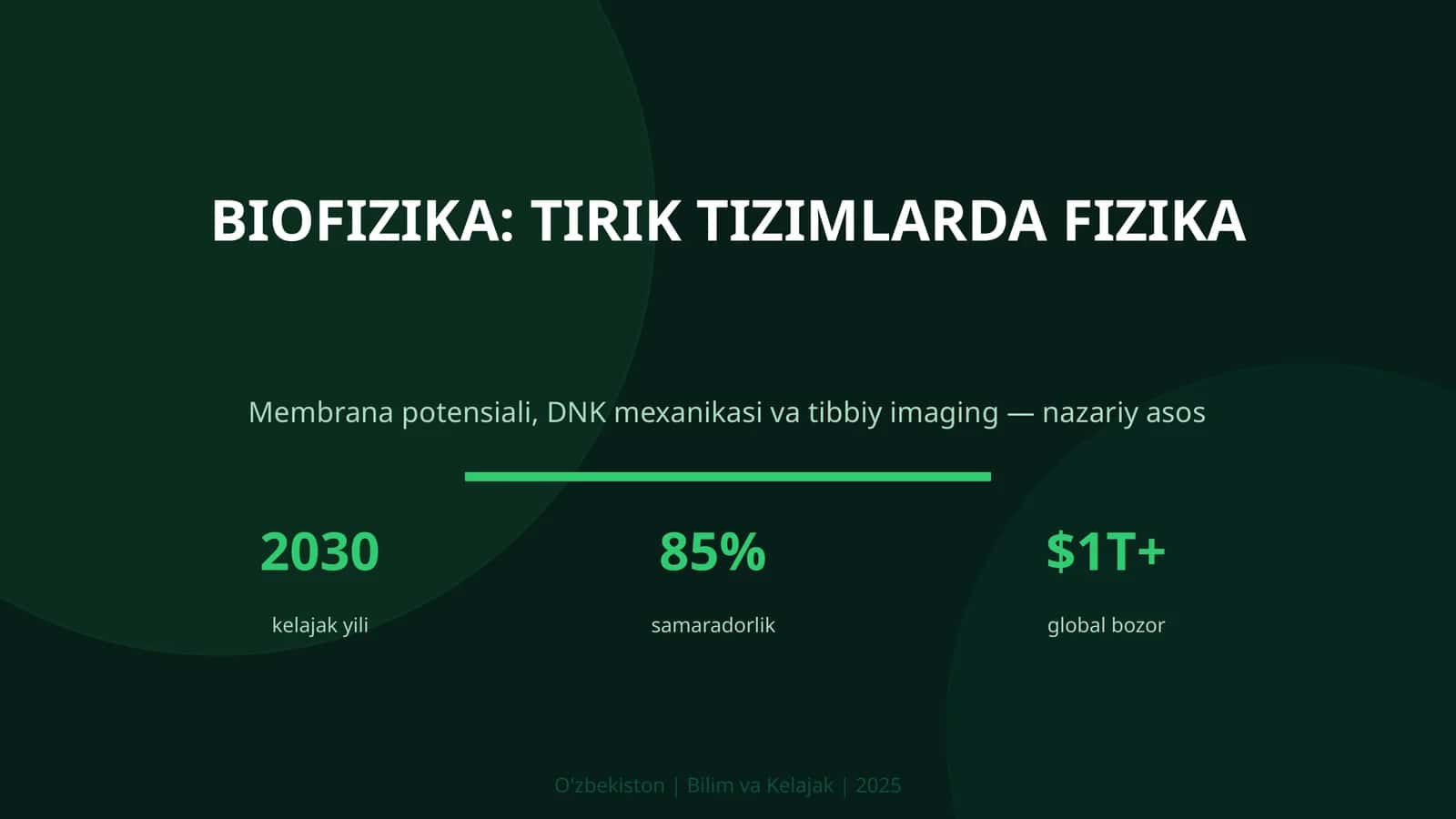 BIOFIZIKA: TIRIK TIZIMLARDA FIZIKA 1