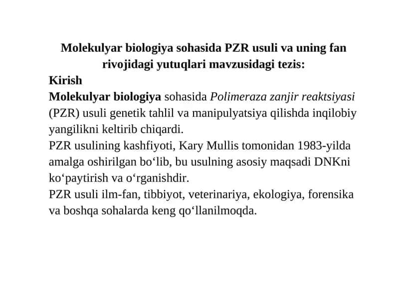 Polimeraza zanjir reaksisi (PZR) 1
