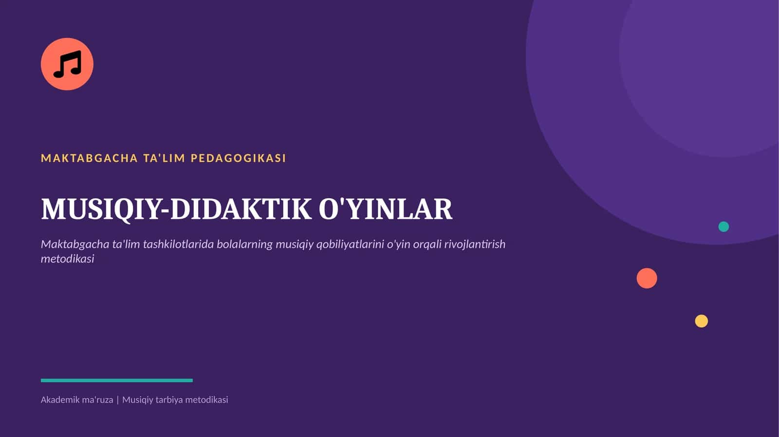 MAKTABGACHA TA'LIM PEDAGOGIKASI. maktabgacha taʼlim tashkilotlarida musiqaviy didaktik oʻyinlar 1