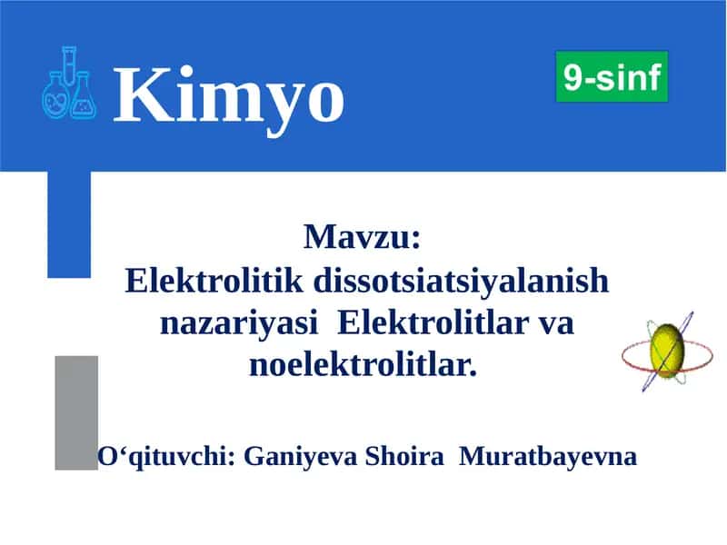 Elektrolitik Dissotsiatsiyalanish Nazariyasi 1