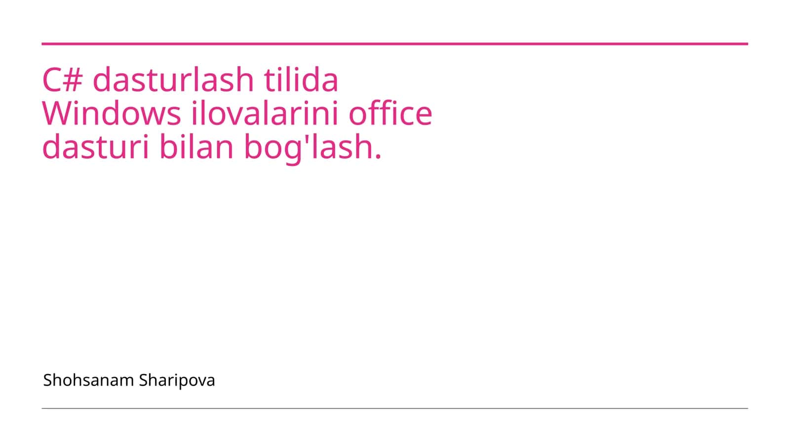 C# dasturlash tilida Windows ilovalarini office dasturi bilan bog'lash 1