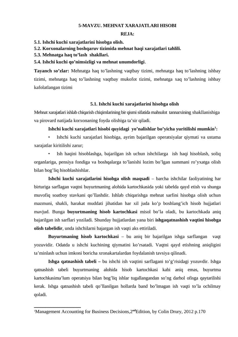 MEHNAT XARAJATLARI HISOBI 1
