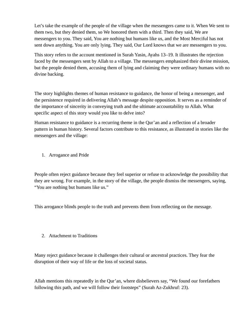Story of Messengers and the Village 1