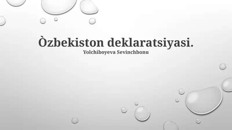 O'zbekiston deklaratsiyasi 1