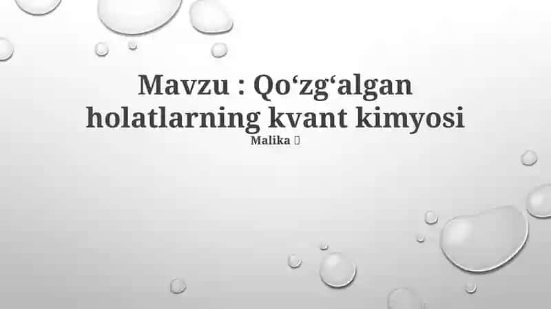 Qoʻzgʻalgan holatlarning kvant kimyosi