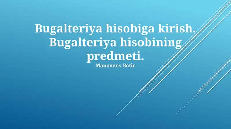 Bugalteriya Hisobi Subyekti 1