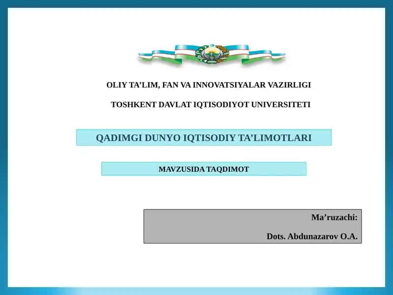 Qadimgi Sharqda Iqtisodiy O'yalar 1