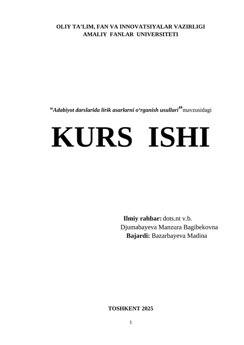 Adabiyot darslarida lirik asarlarni o‘rganish usullari 1