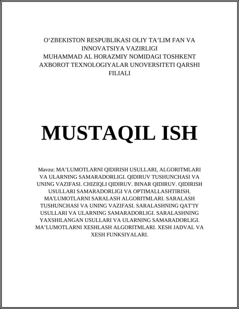 MA’LUMOTLARNI QIDIRISH USULLARI 1