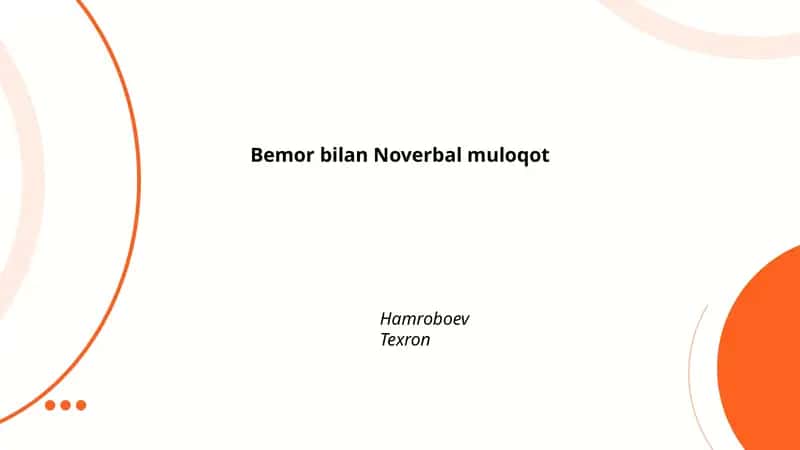 Bemor bilan Noverbal muloqot 1