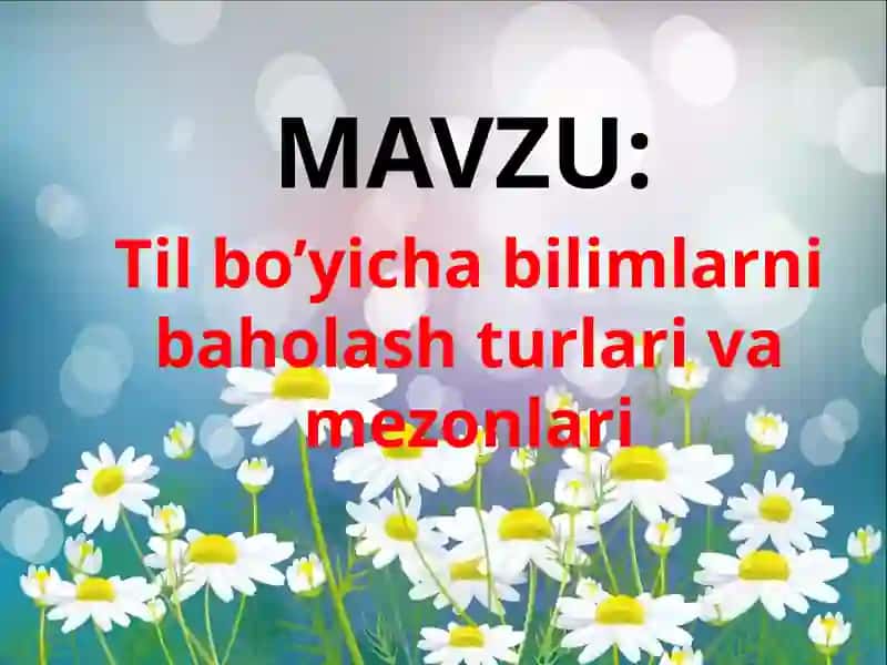 Tilbo’yichabilimlarnibaholashturlarivamezonlari