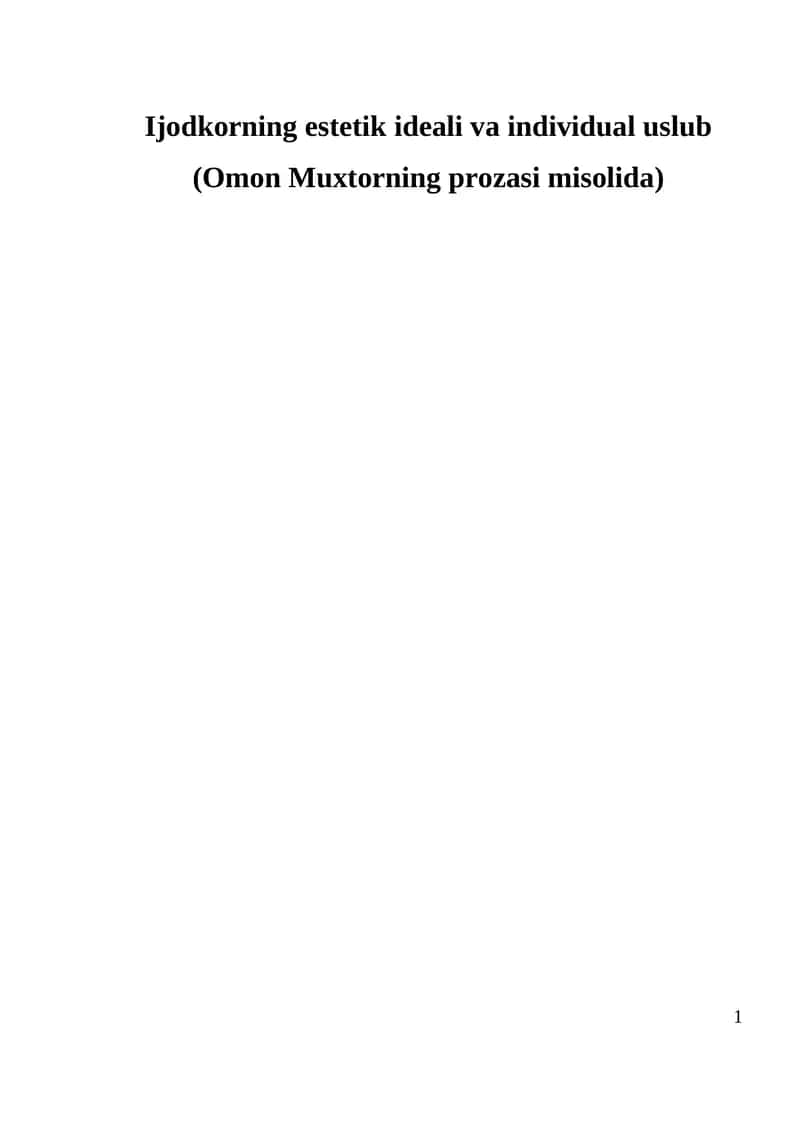 Omon Muxtorning estetik ideali va individual uslub 1