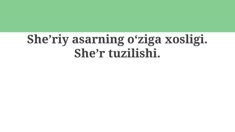 She'riy asarning o'ziga xosligi 1