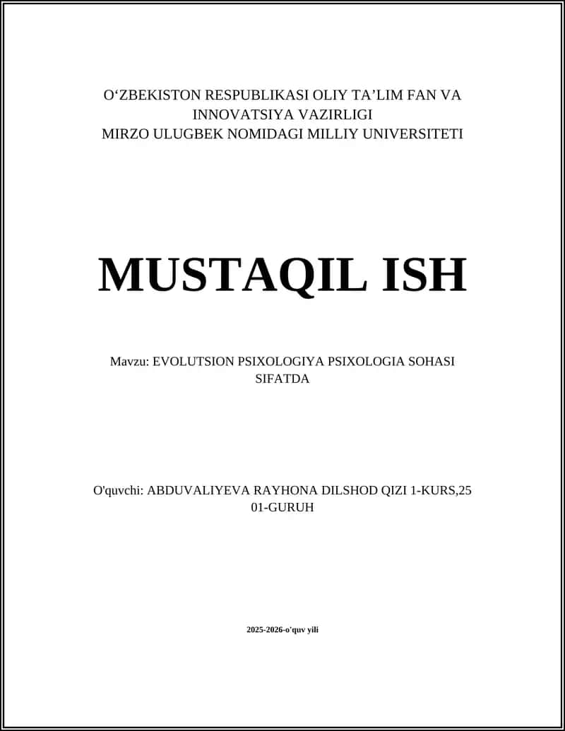 EVOLUTSION PSIXOLOGIYA 1