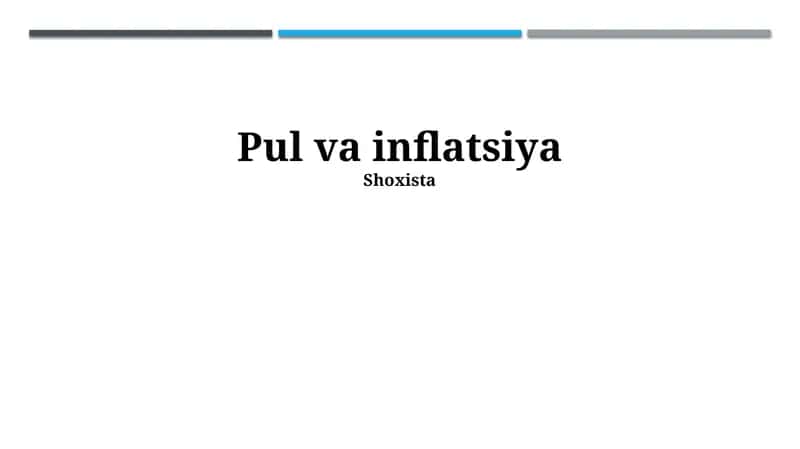 Pul va inflyatsiya 1