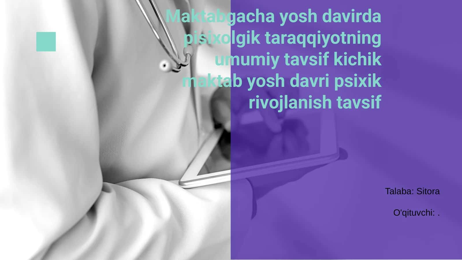 Maktabgacha yosh davirda pisixolgik taraqqiyot 1