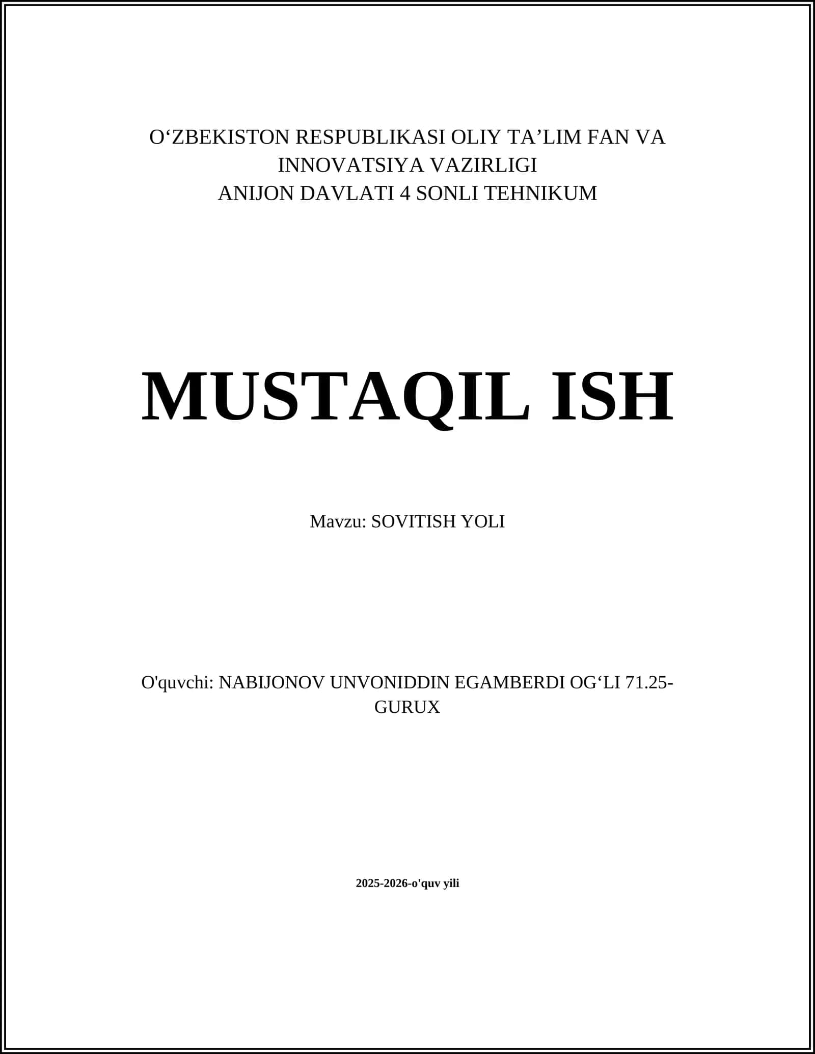 SOVITISH YOLI 1
