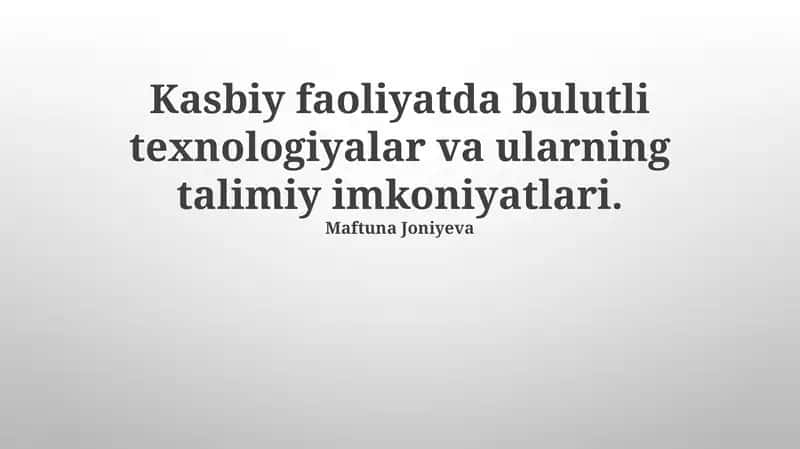 Bulut Texnologiyalari va Kasbiy Faollik 1