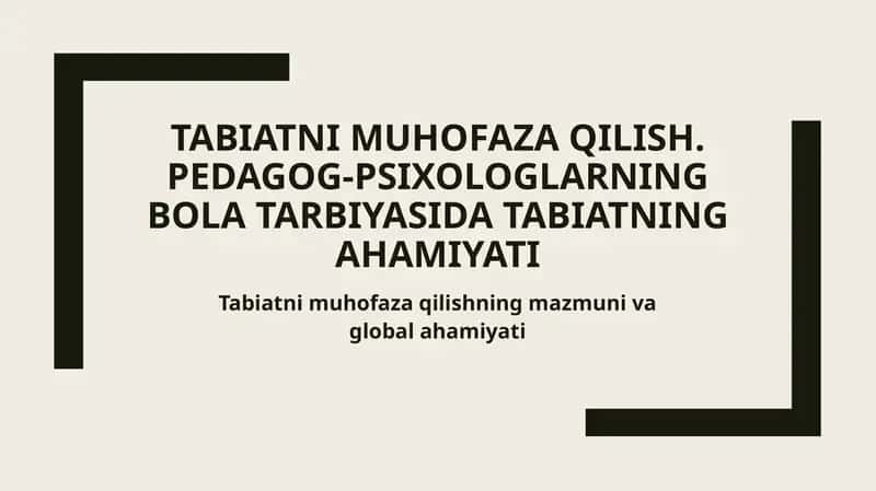 Tabiatni muhofaza qilish 1