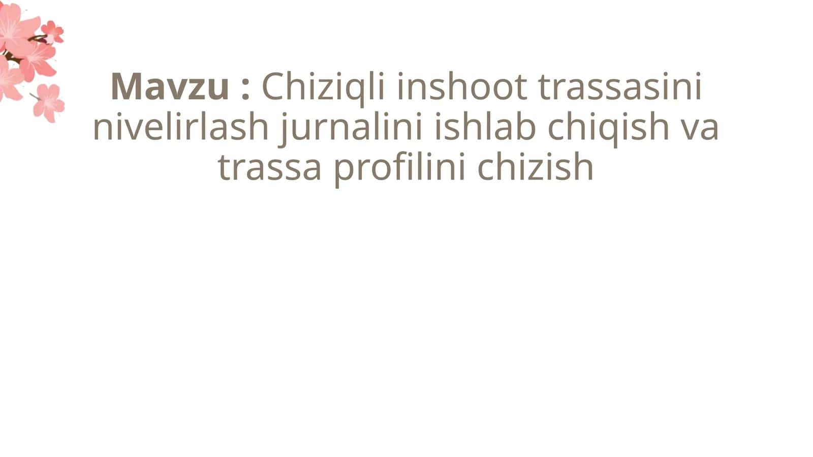 Chiziqli inshoot trassasini nivelirlash jurnali 1
