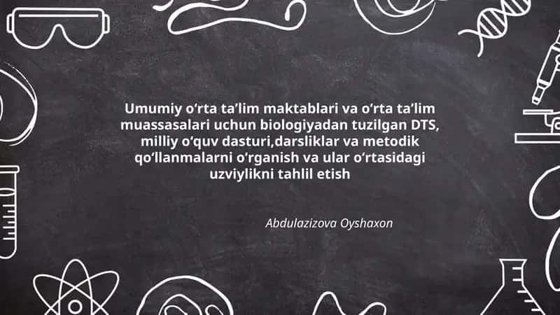 Biologiyadan tuzilgan DTS 1