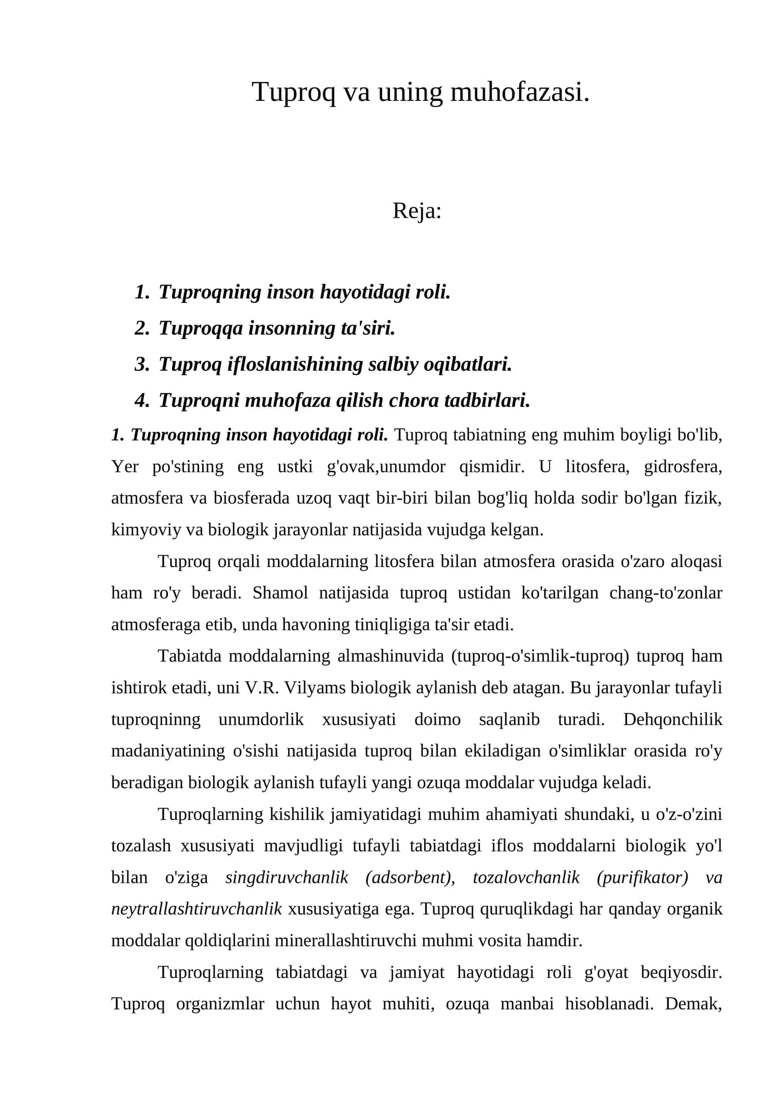 Tuproq va uning muhofazasi 1