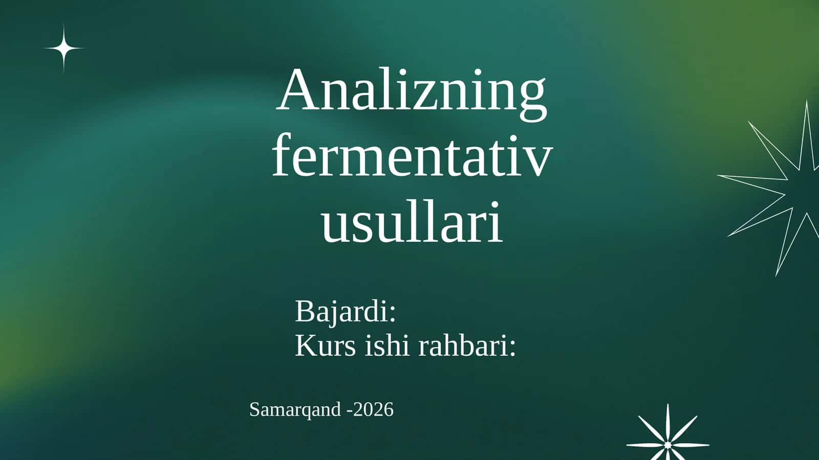 Analizning fermentativ usullari 1