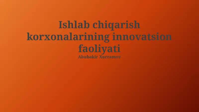 Innovatsion Faoliyat Samaradorligini Baholash 1