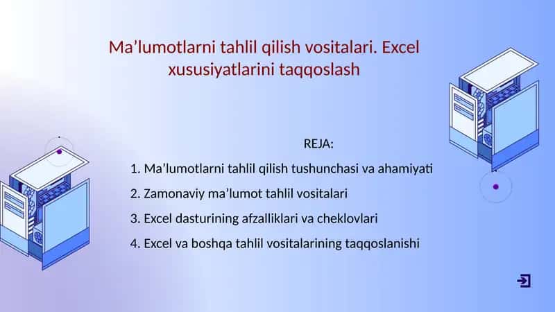 Ma’lumotlarni tahlil qilish vositalari. Excel xususiyatlarini taqqoslash 1