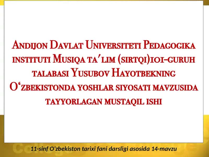 "Yoshlarittifoqi" tashkiloti va "Kamolot" jamg'armasi 1