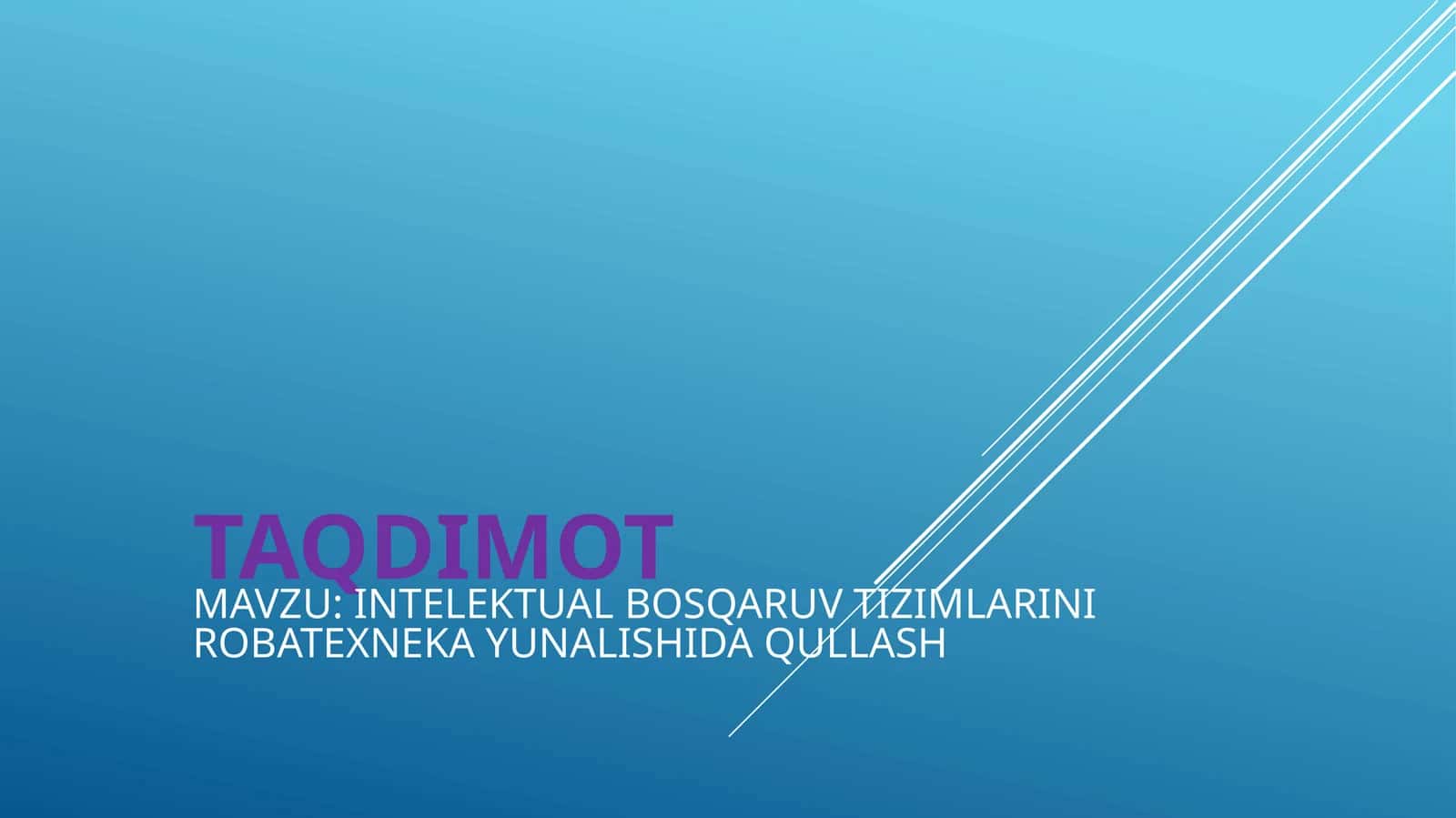 Intellektual Bosqaruv Tizimlarini Robatexneka Yunalishida Qullash 1