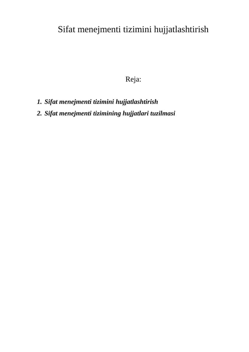 Sifat menejmenti tizimini hujjatlashtirish 1