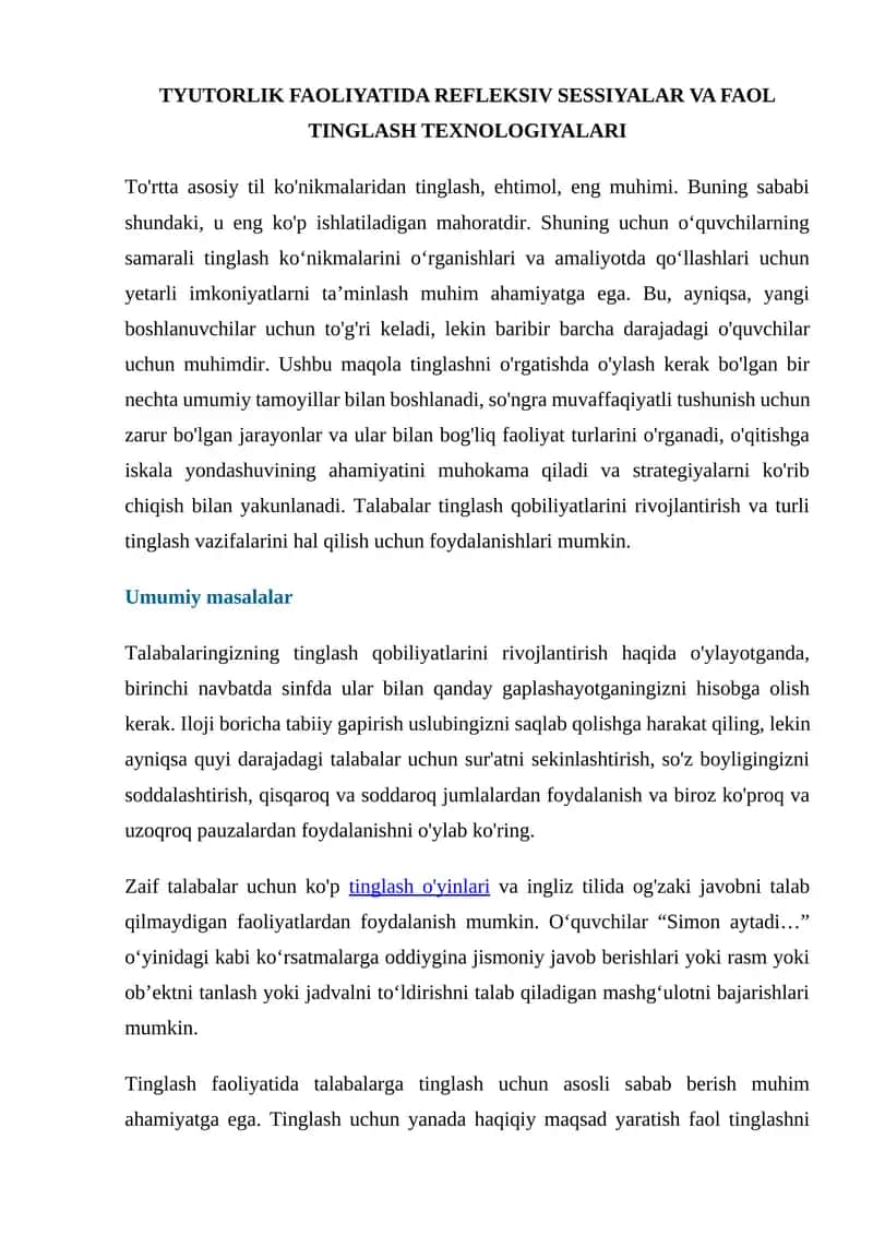 Tinglash texnologiyalari 1
