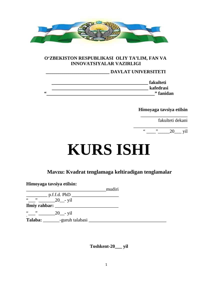 Kvadrat tenglamaga keltiradigan tenglamalar 1