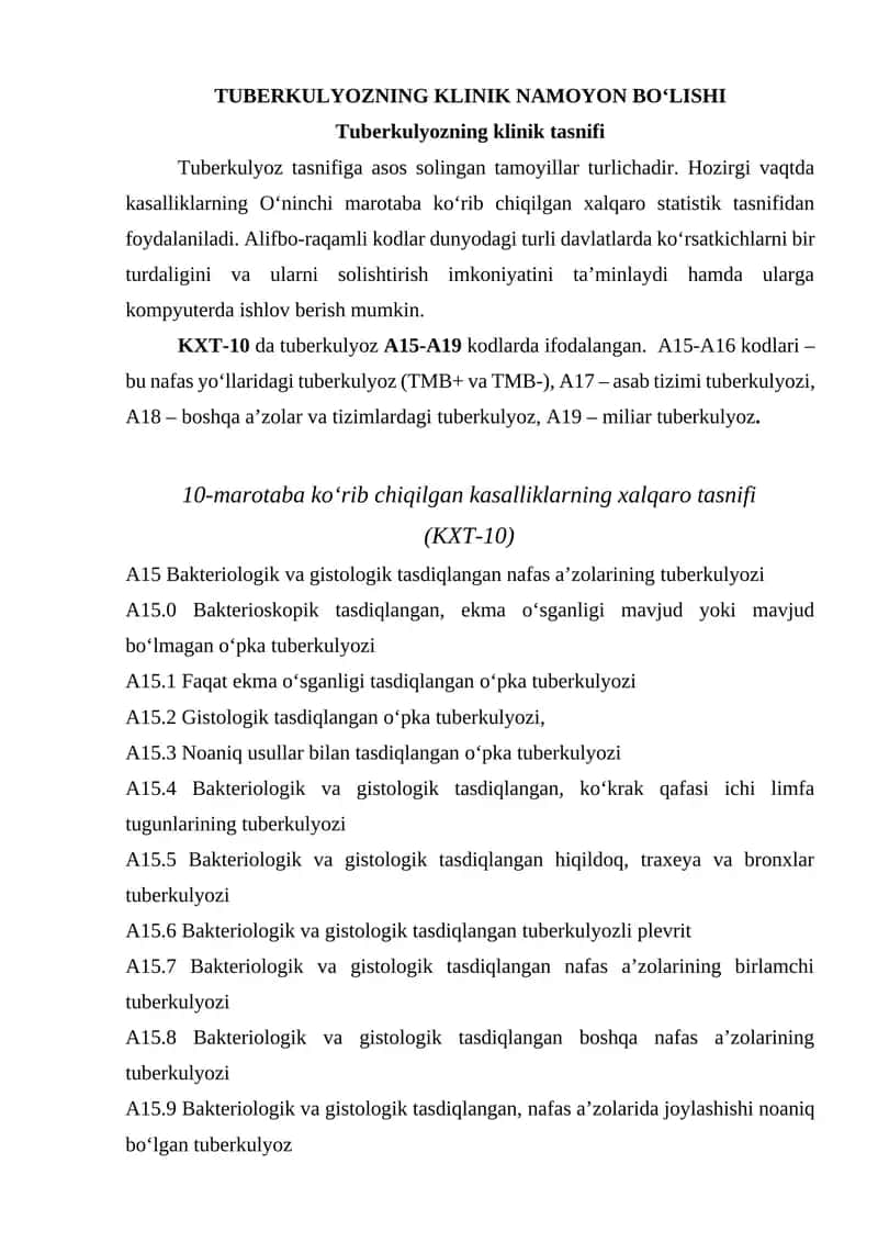 Tuberkulyozning Klinik Namoyn Bolishi 1