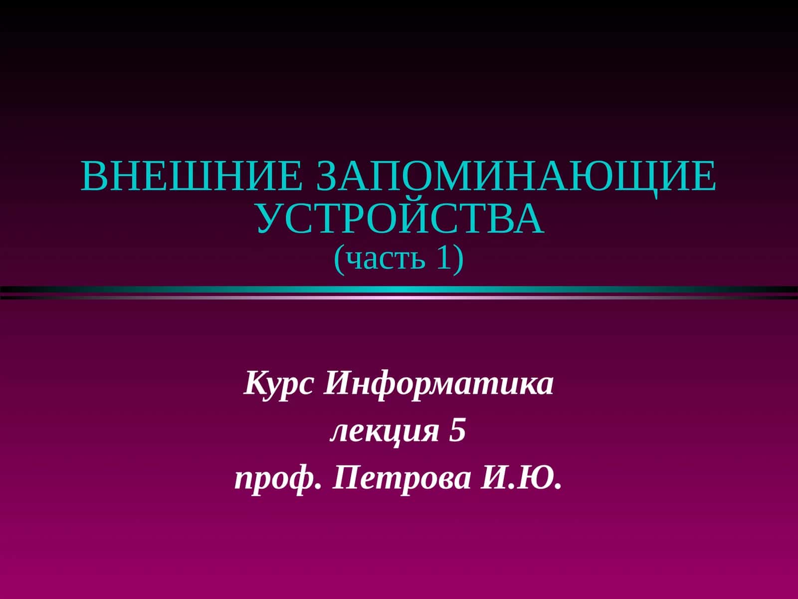 ВНЕШНИЕ ЗАПОМИНАЮЩИЕ УСТРОЙСТВА(часть 1) 1