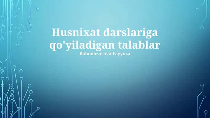 Husnixat darslari 1