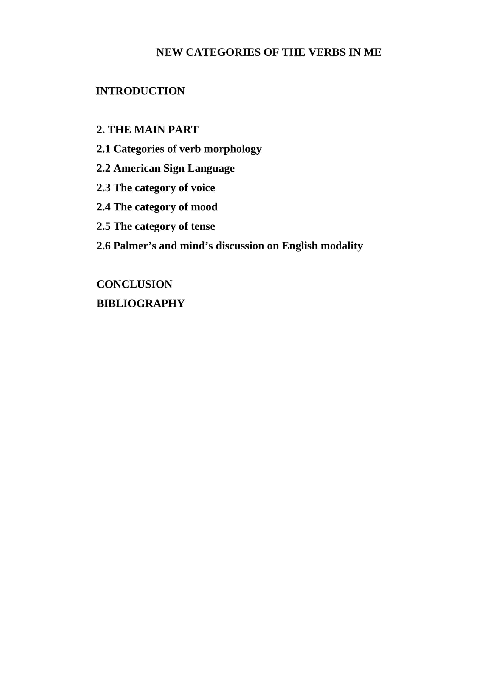 Categories of the Verbs in ME 1