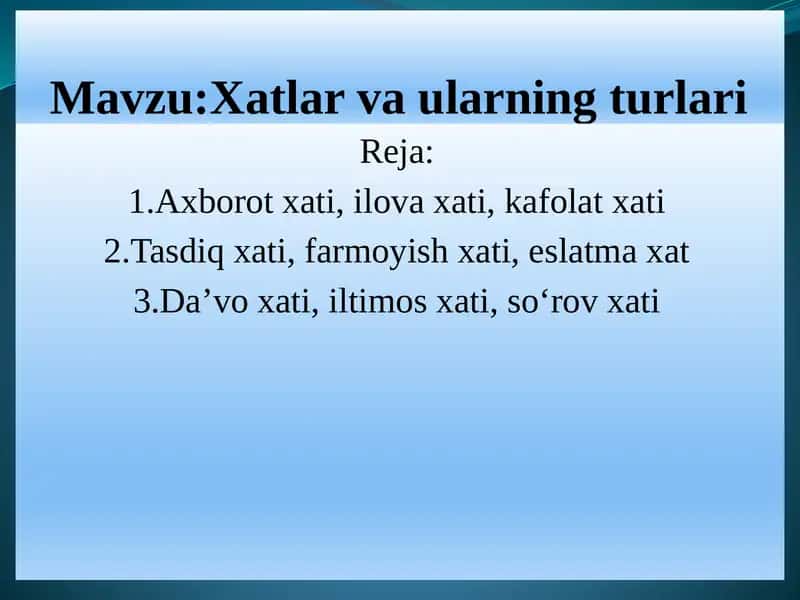 Xatlar va ularning turlari 1