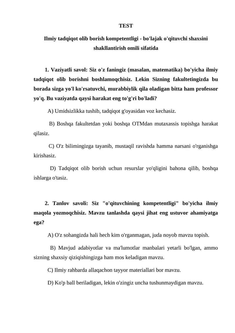 Ilmiy tadqiqot olib borish kompetentligi 1