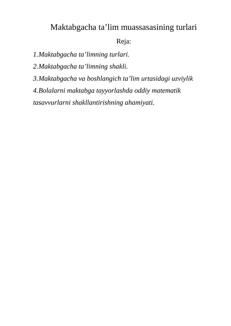 Maktabgacha ta’lim muassasasining turlari 1