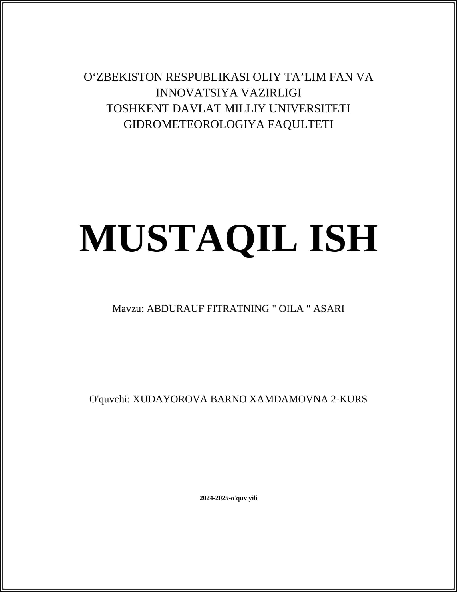 ABDURAUF FITRATNING "OILA" ASARI 1