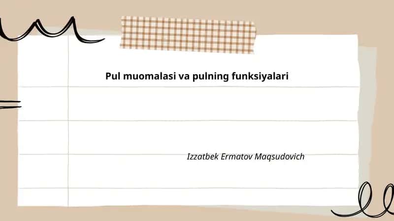 Pul muomalasi va pulning funksiyalari 1