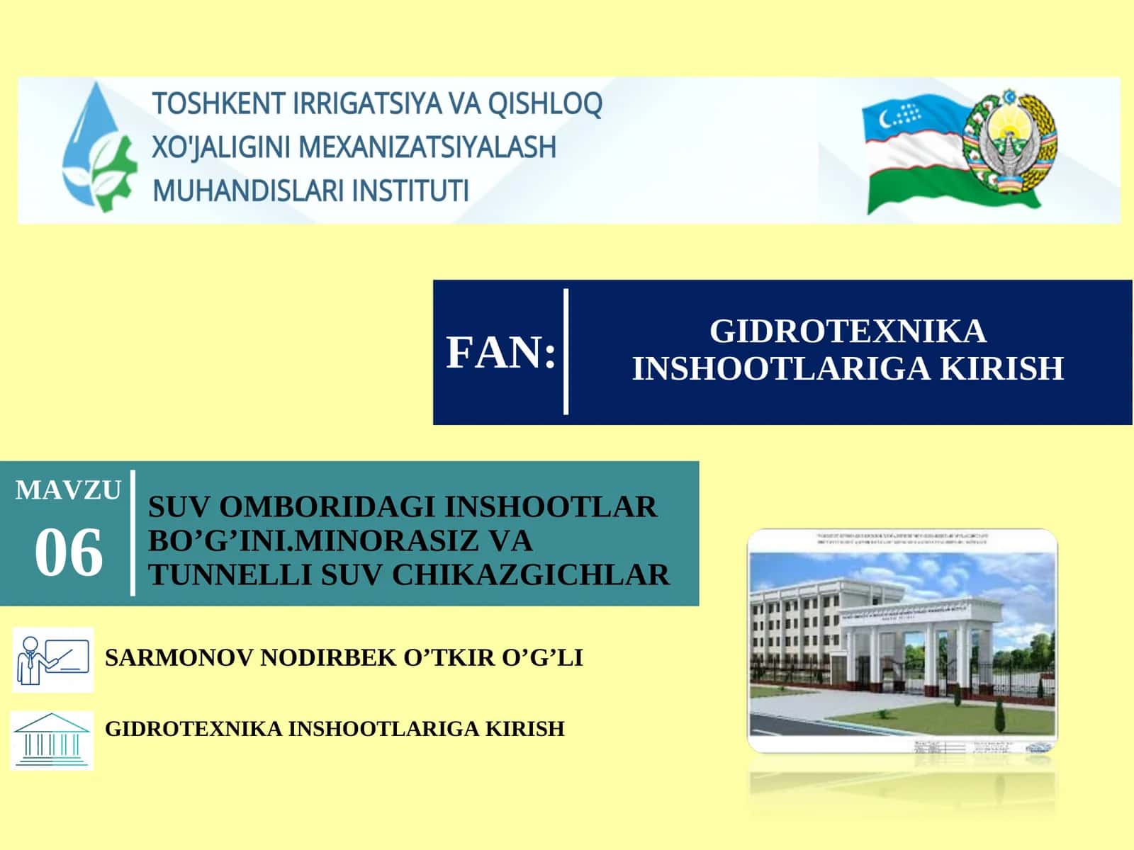 GIDROTEXNIKA INSHOOTLARIGA KIRISH 1