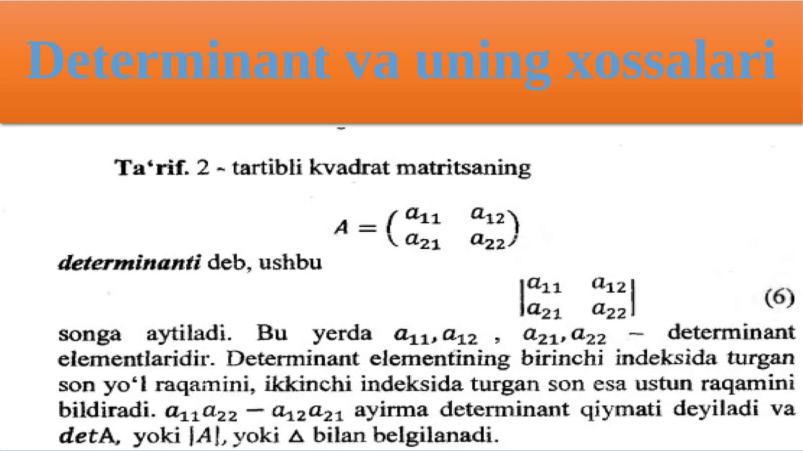 Determinant vauning xossalari 1