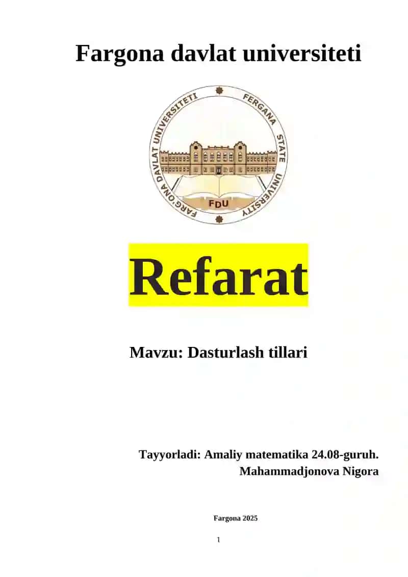Dasturlash Tillari